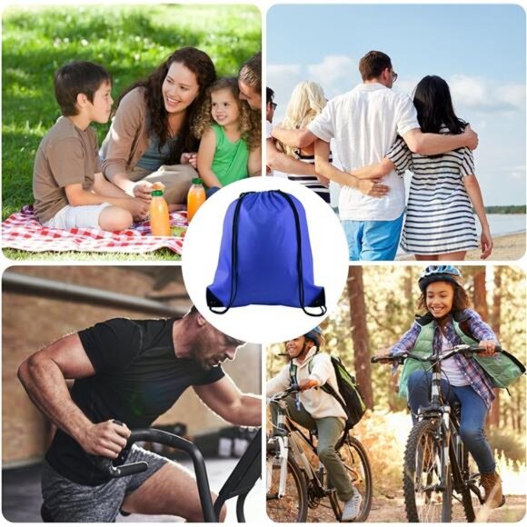 40Pcs Blue Drawstring Backpack Bags Sack Drawstring Bags Bulk String Backpack - Picture 6 of 8
